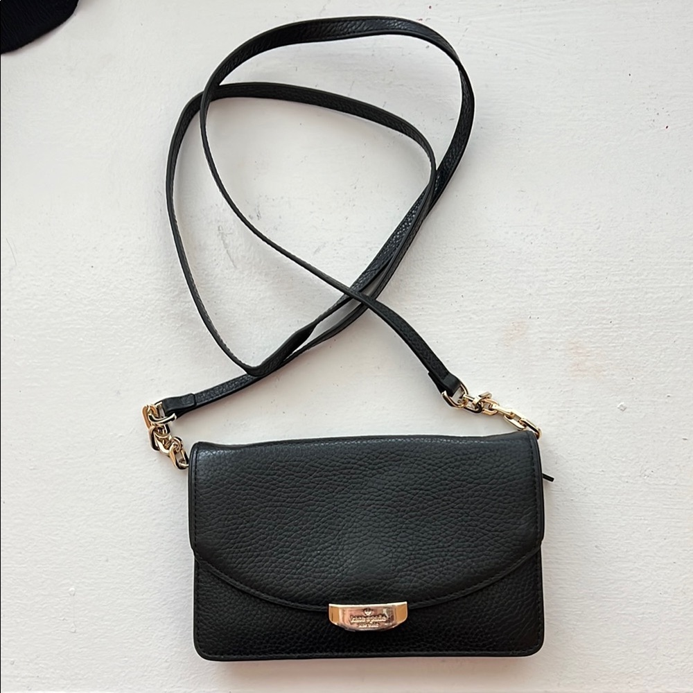 Kate Spade Black and Gold Crossbody Bag with Adjustable Strap - good Condition